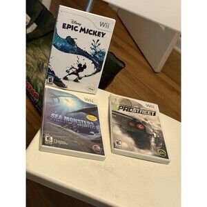 Wii Games Lot Of 3 , Epic Mickey , Sea Monster, Need For Speed Pro Street,
